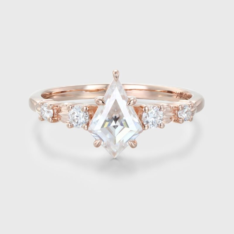 1 CT Kite Cut Moissanite Engagement Ring Vintage Rose gold Diamond Engagement Ring Promise Ring Wedding Ring Gifts For Her