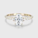 Oveela Half Eternity 1.5Carat Oval Cut Moissanite Engagement Ring for Women 14K Yellow Gold