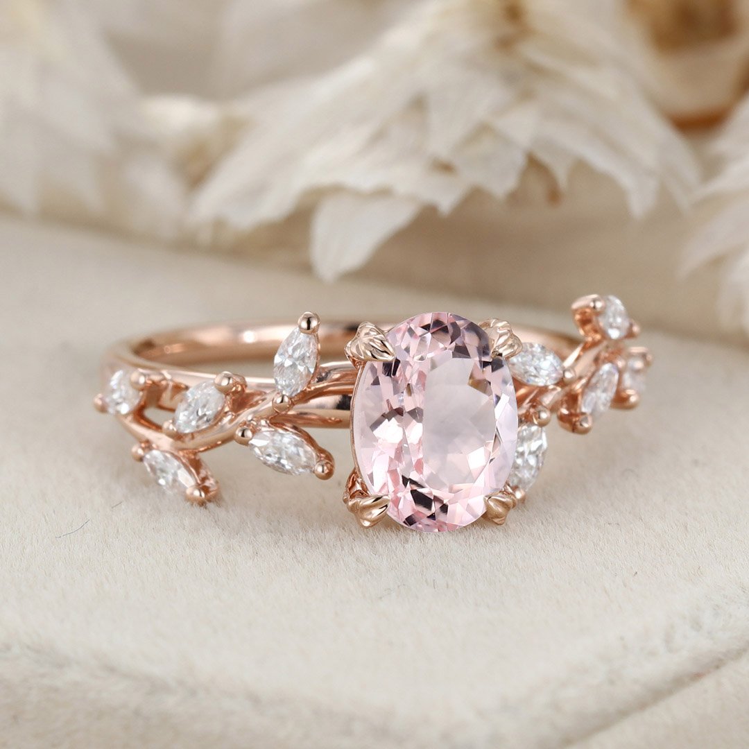 Pink morganite engagement ring Princess Diana replica