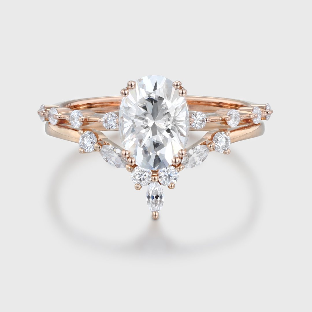 1.5ct Oval Moissanite Ring White Gold Engagement Set Vintage -  in 2023   Oval engagement ring white gold, Cheap wedding rings sets, Moissanite  ring set