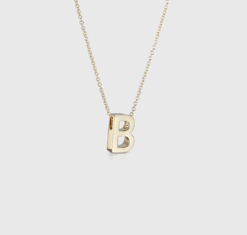 14K Custom B Letter Necklace Dainty Yellow Gold Letter Necklace 14k Gold Initial Necklace Personalized Letter Necklace 14k gold necklace gift
