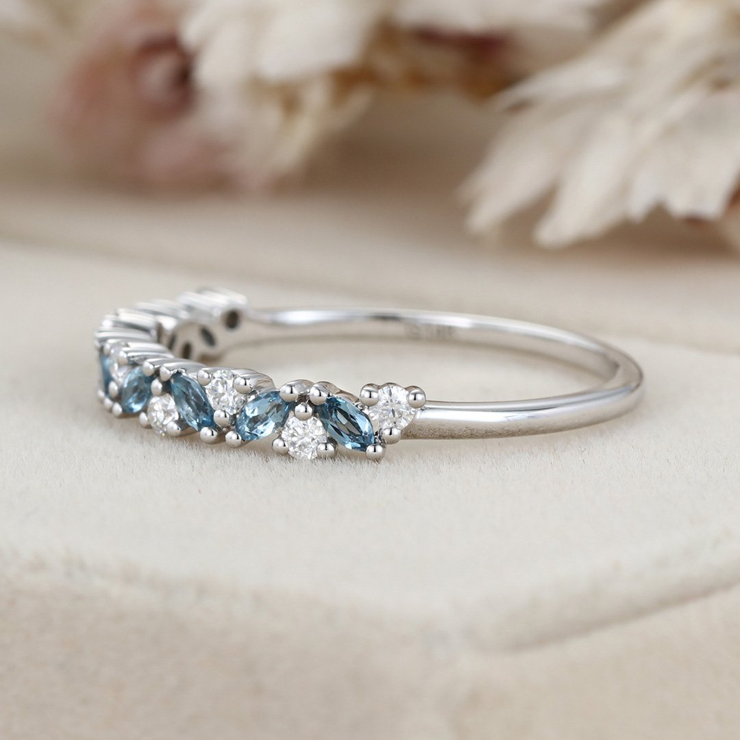 Vintage Diamond Wedding Half Eternity Ring with 15 Diamonds – The London  Victorian Ring Co