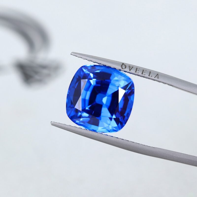 15 Carat Cushion Cut Lab Grown Vivid Blue Sapphire Loose Stone