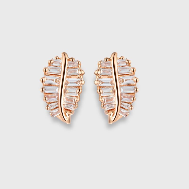 Andrea Design Lab Grown Diamond Leaf Earrings in 18K Rose Gold