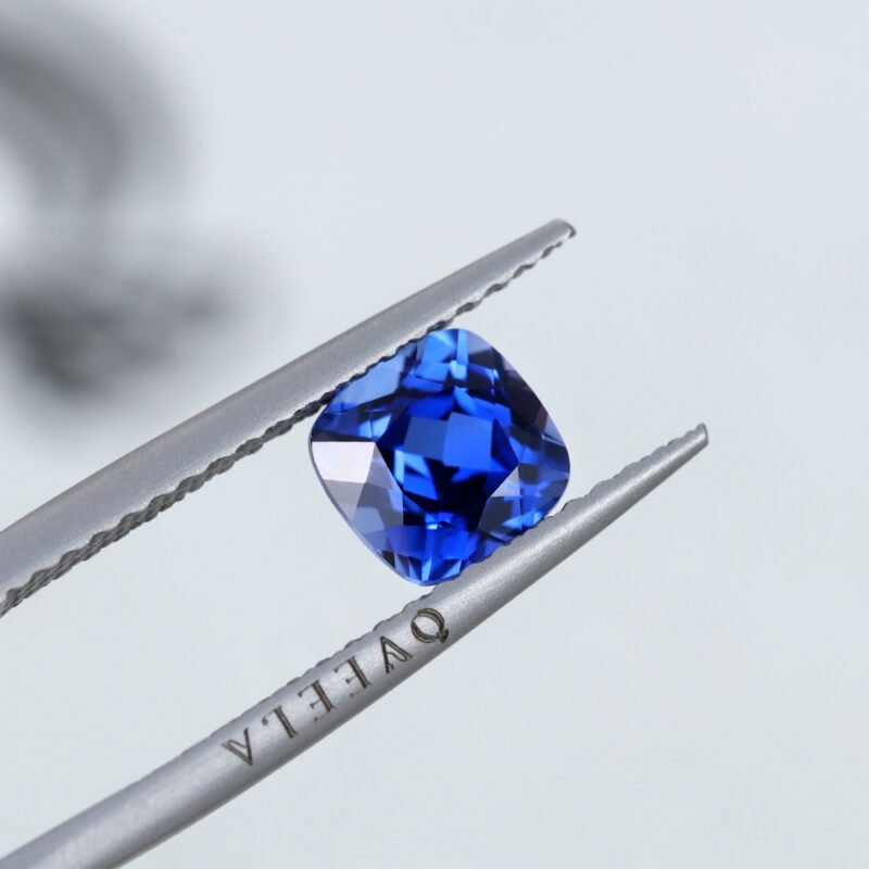 2 Carat Cushion Cut Lab Grown Vivid Blue Sapphire Loose Stone (2)