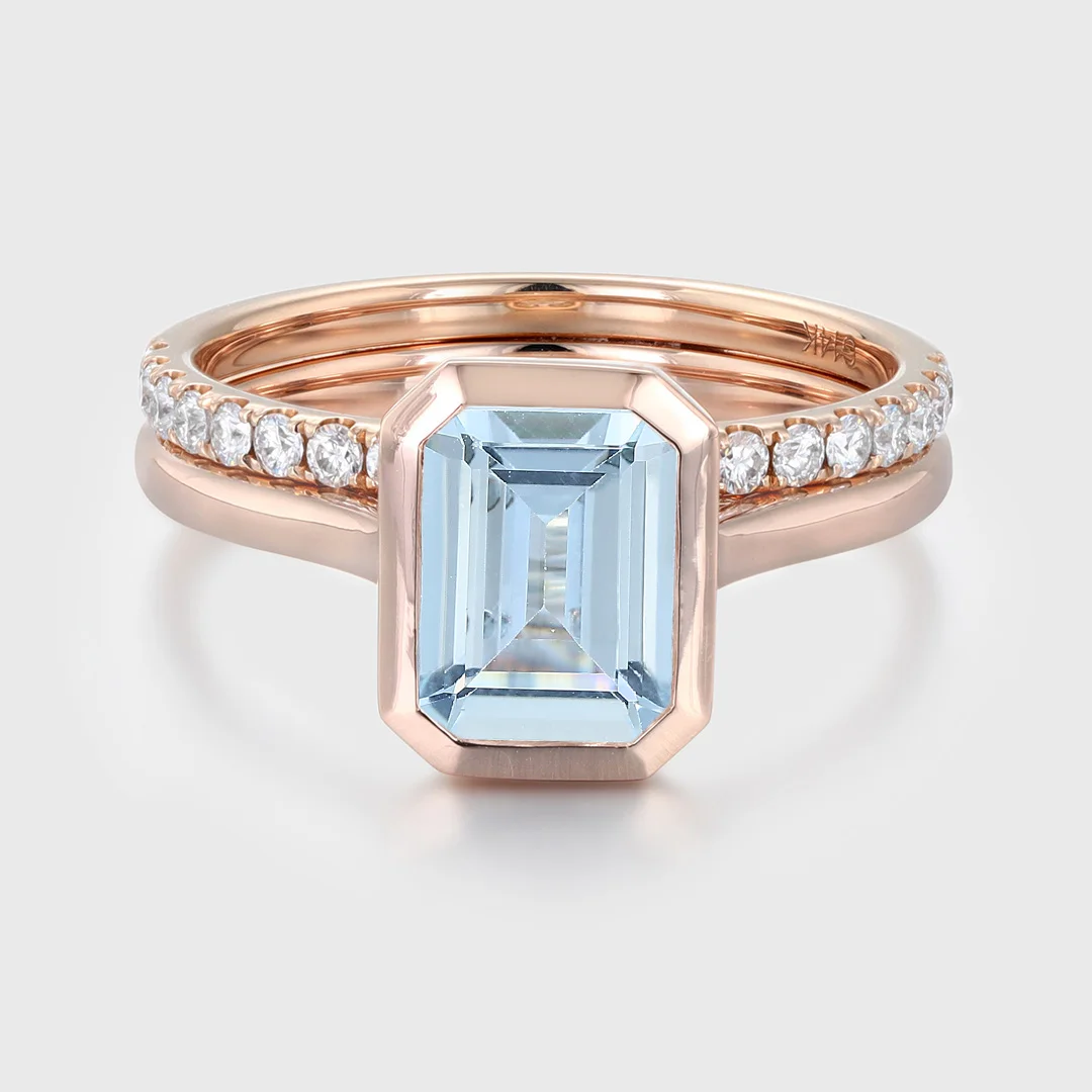 Natural rose cut aquamarine buy stackable ring, Aquamarine stacking ring