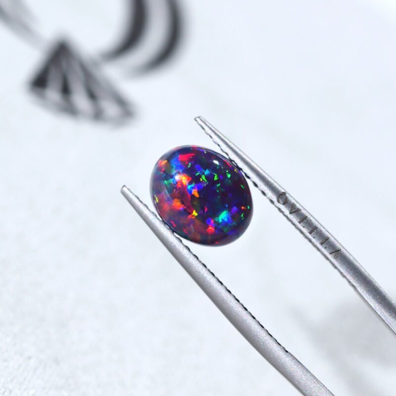 2.2 Carat Oval Cut Lab Grown Black Opal Loose Stone