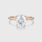 2 Carat Oval Solitaire Moissanite Engagement Ring in 14K Rose Gold