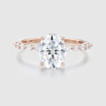 2 Carat Oval Hidden Halo Moissanite Engagement Ring In 14k Rose Gold