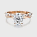 2 Carat Oval Cut Moissanite Wedding Ring And Engagement Ring Set 14k Rose Gold