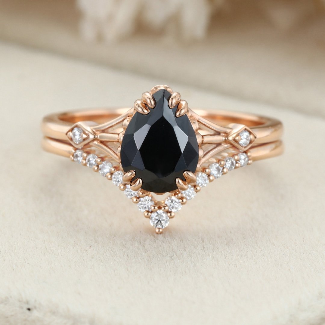 Buy Round Cut Natural Black Onyx Ring Women Unique Black Onyx Engagement  Ring 925 Sterling Silver Flower Leaf Ring Black Stone Ring Women Gift  Online in India - Etsy