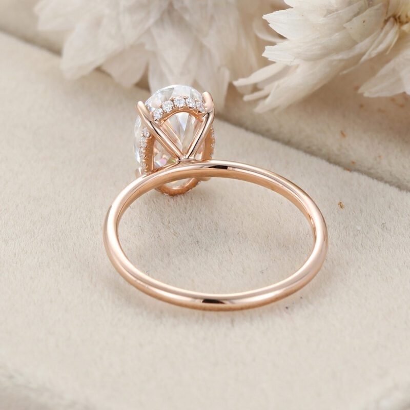 3.0CT Unique Oval Moissanite Engagement Ring Vintage Rose gold engagement ring solitaire engagement ring wedding Promise Anniversary Gift