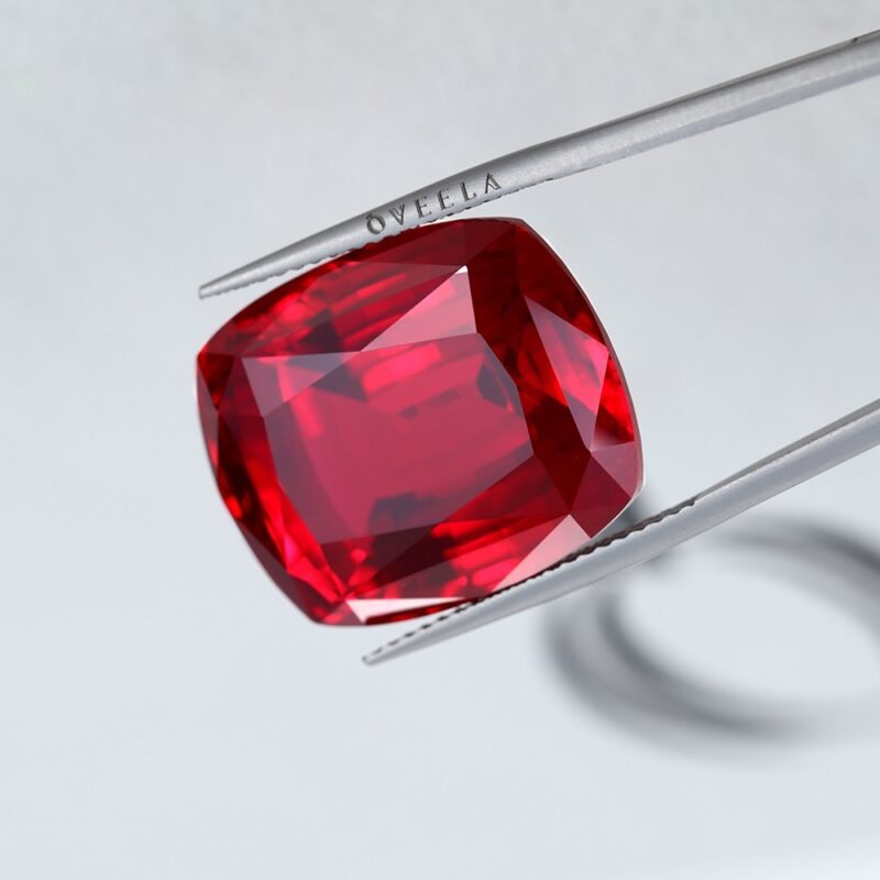 30.4 CT Radiant Cut Lab Grown Ruby Loose Stone