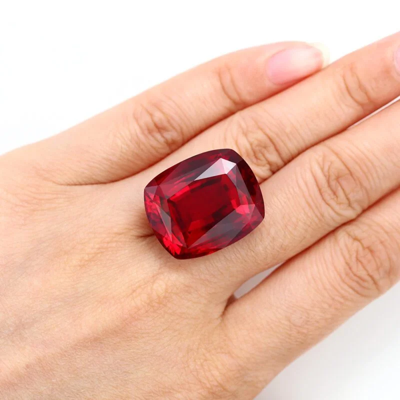 30.4 CT Radiant Cut Lab Grown Ruby Loose Stone