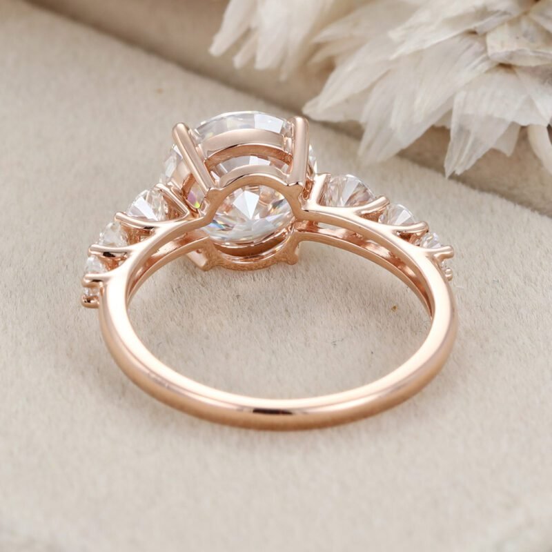 3CT Round cut Moissanite Engagement Ring Vintage Unique Solid 14k Rose gold Moissanite engagement ring Bridal Promise Anniversary gift
