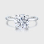 Round Cut 3ct Moissanite Engagement Ring for Women 14K White Gold Solitaire Bridal Promise Anniversary Gift