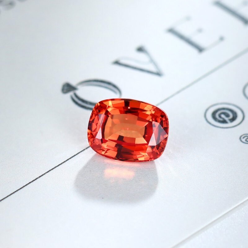 4 Carat Cushion Cut Lab Grown Orange Sapphire Loose Stone Padparadscha Sunset