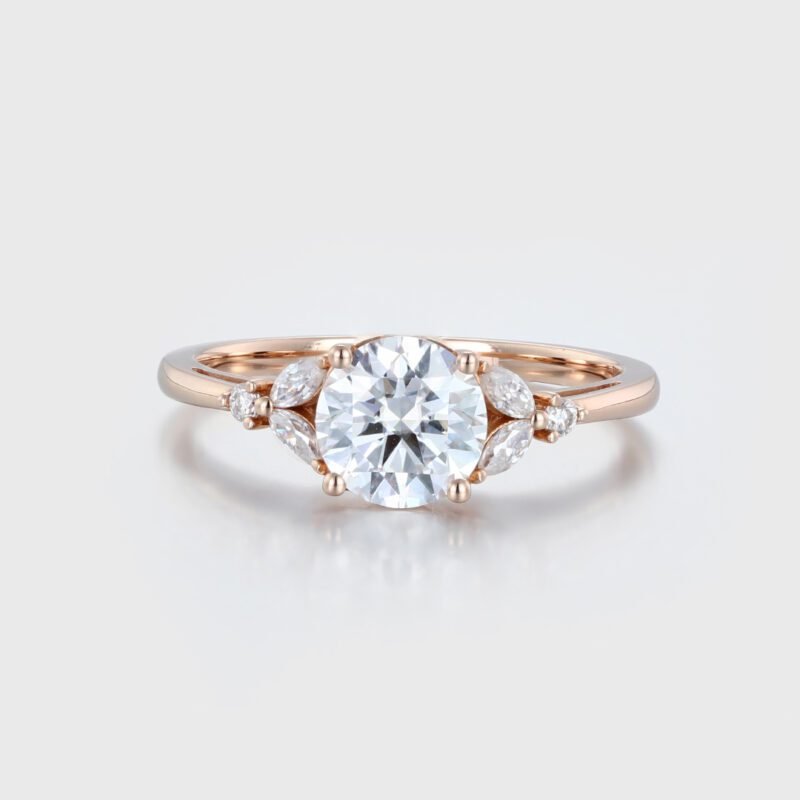 14K Rose Gold 1ct Round Cut Moissanite Engagement Ring For Women