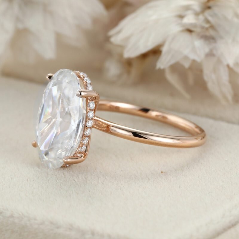 5.5CT Oval Moissanite Engagement Ring Luxury ring Unique Rose gold moissanite engagement Ring vintage wedding Promise Bridal Anniversary gift