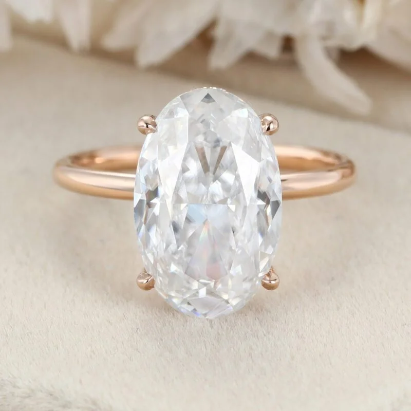 5.5CT Oval Moissanite Engagement Ring Luxury ring Unique Rose gold moissanite engagement Ring vintage wedding Promise Bridal Anniversary gift