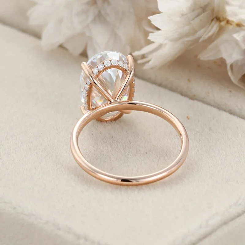 5.5CT Oval Moissanite Engagement Ring Luxury ring Unique Rose gold moissanite engagement Ring vintage wedding Promise Bridal Anniversary gift