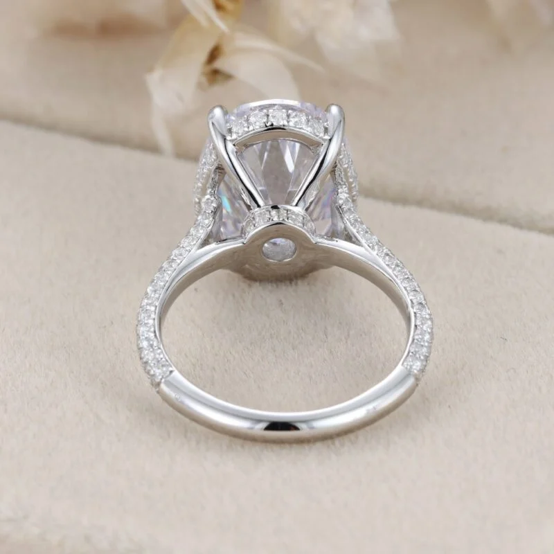 8CT Oval Moissanite Engagement Ring Vintage White gold Diamond ring Half Eternity Moissanite|Diamond wedding ring Bridal promise Anniversary