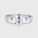 5.0mm Asscher Cut Moissanite Engagement Ring In 14k White Gold