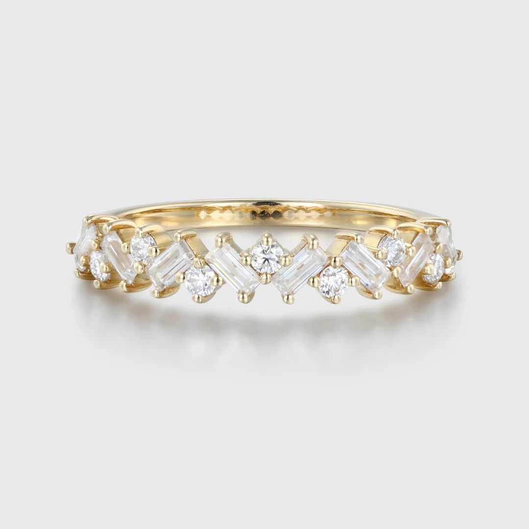 Baguette Diamond Full Eternity Ring Engagement Ring in 2024 14K Yellow Gold Finish Stacking Ring Wedding Band, Minimalist Ring Anniversary Gift