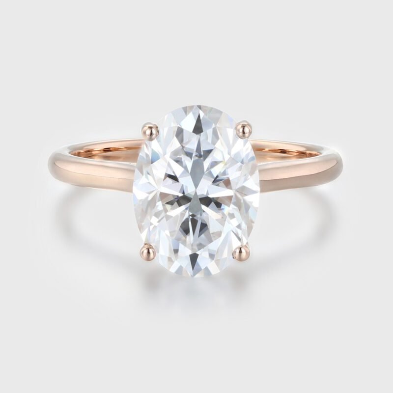 Classic 3.5ct Oval cut Solitaire Moissanite Engagement Ring In14k Rose Gold