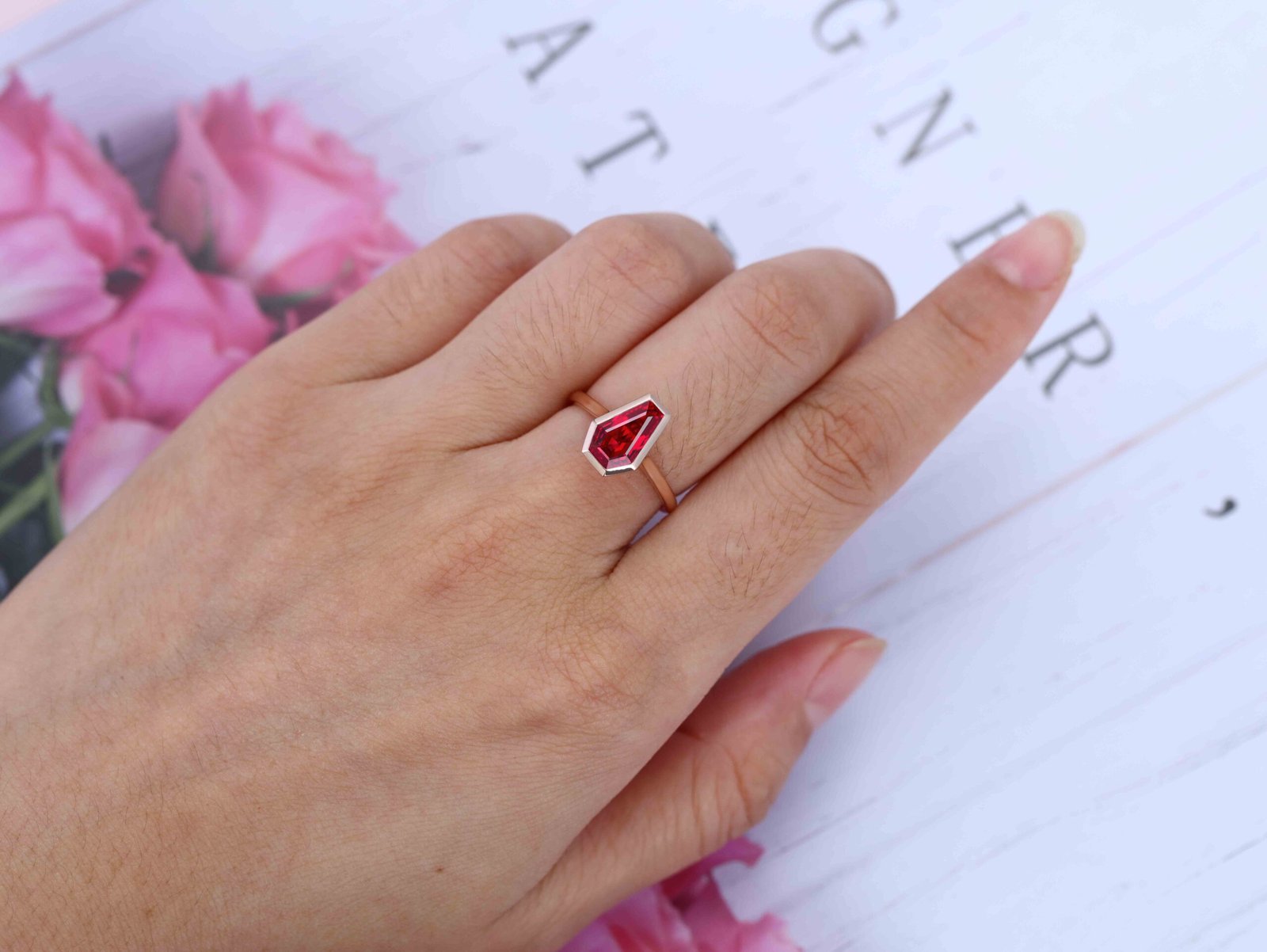 Element Birthstone Ring - July - Ruby - Leah Alexandra | CLAIRE NAA