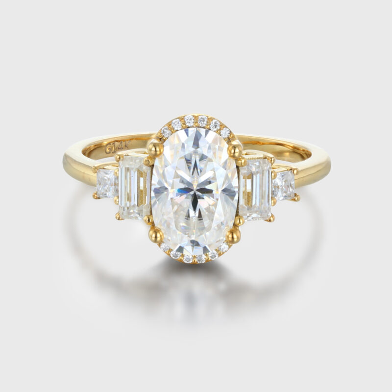 Engagement ring Diamond Ring 14K Yellow Gold Ring Oval Cut Moissanite Ring Half Halo Ring