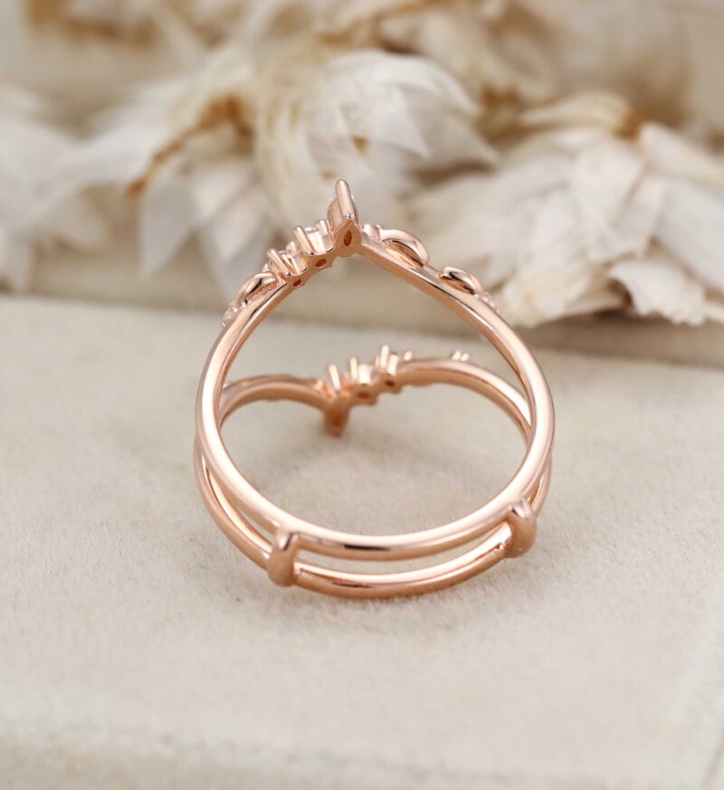 Enhancer Promise Wedding Ring Unique Marquise Moissanite Wedding Band Rose Gold Leaf Floral Moissanite Ring Personalized Rings For Women