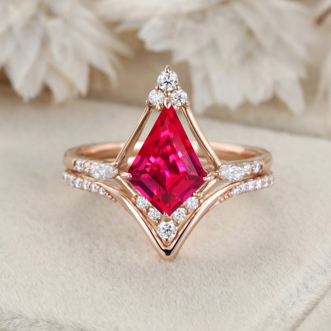 GemsMagic Fantasy Ruby Engagement Ring Set 2pcs – gemsmagic
