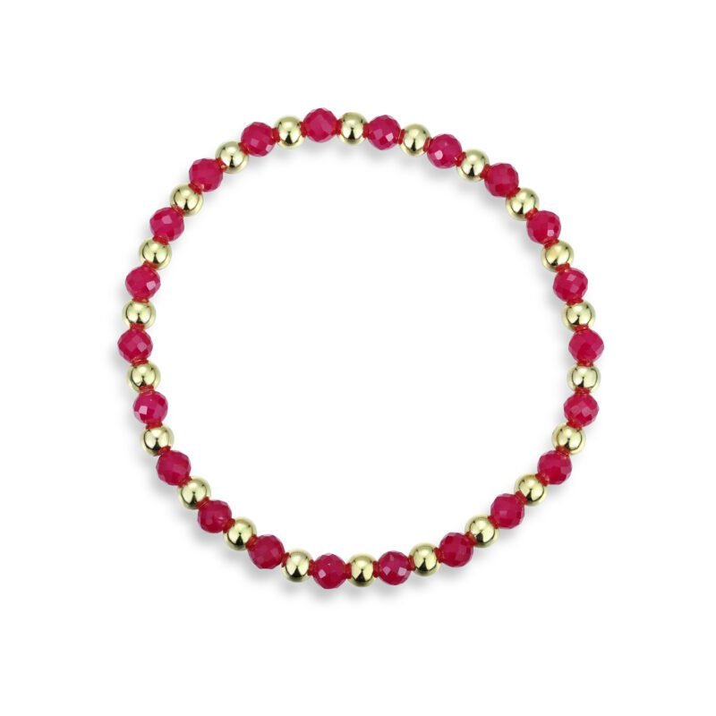 Lab-Grown-Ruby-Gemstone-4.1mm-14k-Gold-Filled-Beads-Bracelet