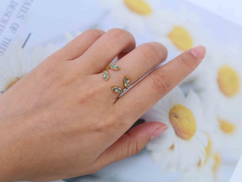 Marquise Cut Moss Agate Enhancer Curved Wedding Band Unique Yellow Gold Wedding Ring Leaf Ring Diamond Band Bridal Antique Matching ring