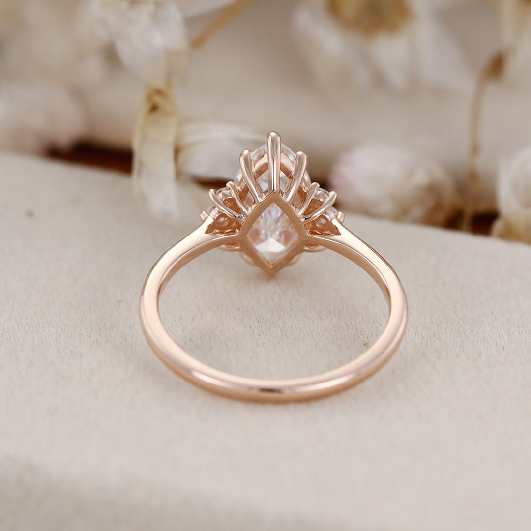 3.92 TCW Marquise Moissanite Twisted Hidden Halo Engagement Ring