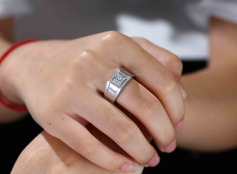 Men's Moissanite Engagement Ring Men's Moissanite Wedding Ring Mens 14K White gold Moissanite Ring Mens Gold Moissanite Ring Ring For Men