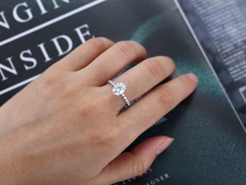 Oval 2ct Moissanite engagement Ring 14K White Gold Wedding Ring Hidden Halo Moissanite Engagement Ring Bridal Promise Anniversary Gift