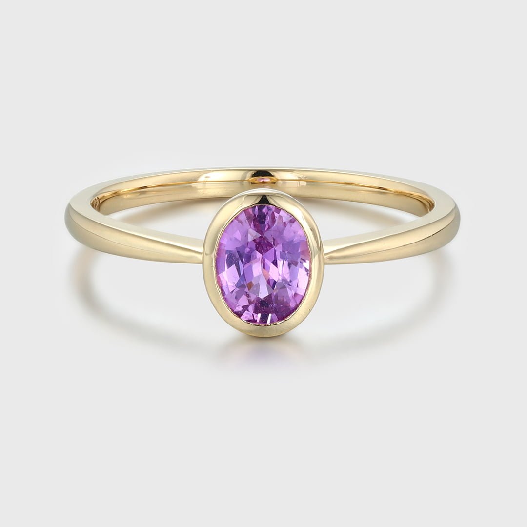 Oval Amethyst Engagement Ring 14K Yellow Gold engagement ring solitaire engagement ring Amethyst Ring Bridal Anniversary Ring