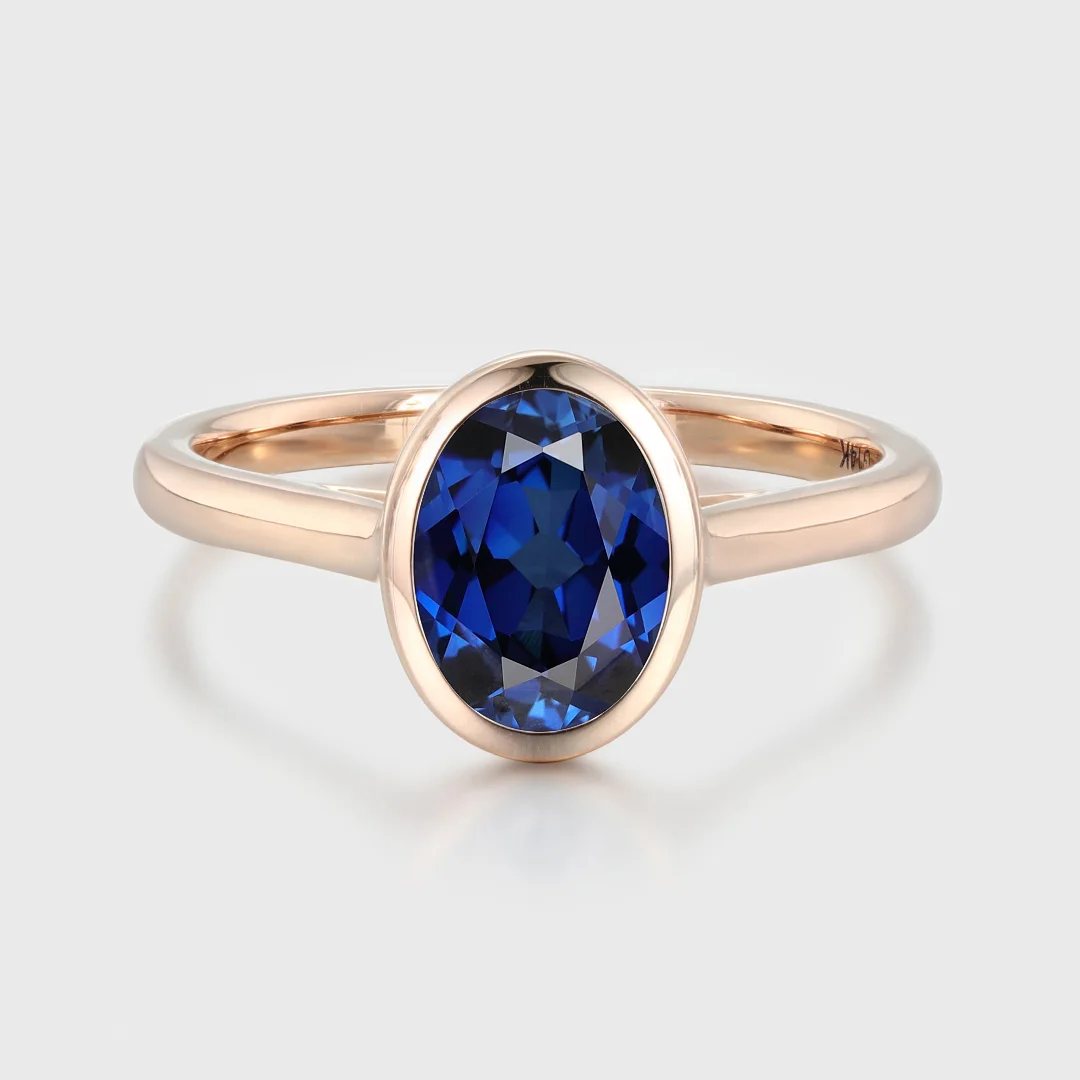 Oval Cut Blue Sapphire Engagement online Ring Solid White Gold Solitaire Ring Minimalist Anniversary Ring September Birthstone Ring Gemstone Rings