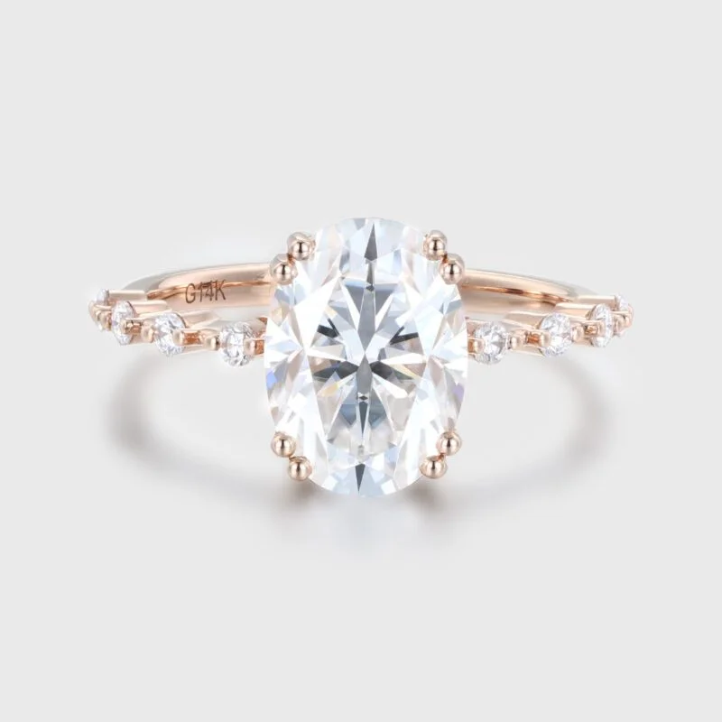 2.5 ctw Oval Moissanite Engagement Ring In 14K Rose Gold