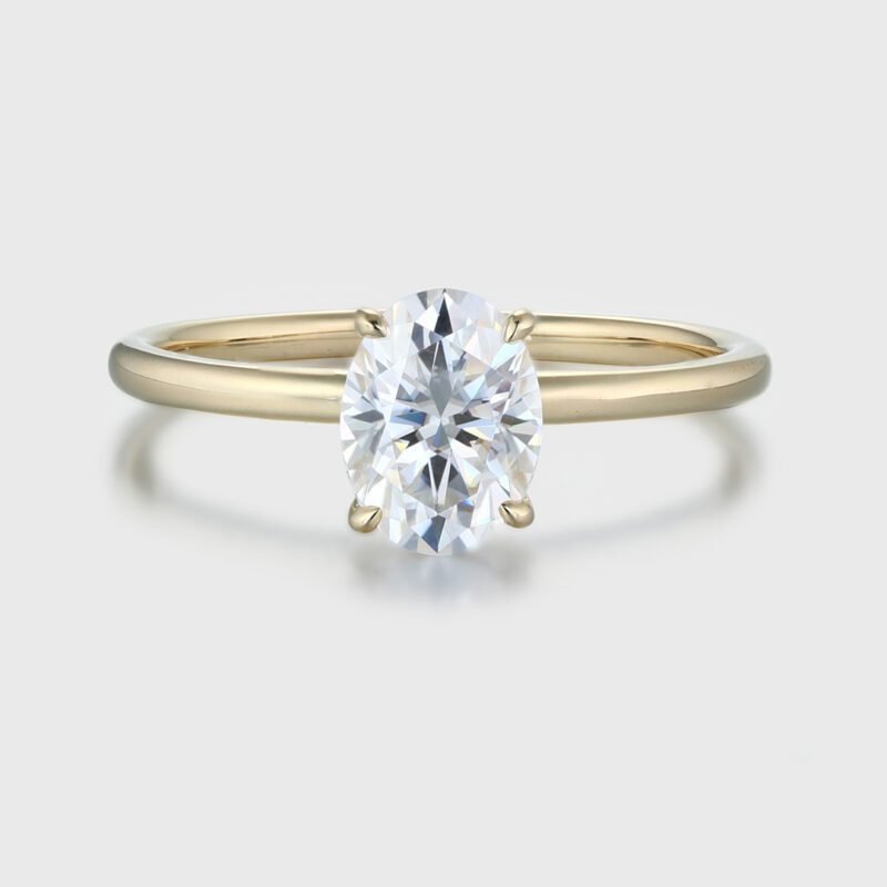 2 Carat Oval Cut Moissanite Solitaire Ring Yellow Gold 14K Solid Gold Bridal Ring Promise Anniversary gift