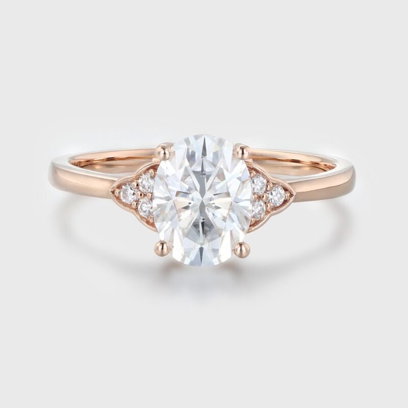1.5 Ct Oval Cut Moissanite Engagement Ring In Rose Gold Gift For Women