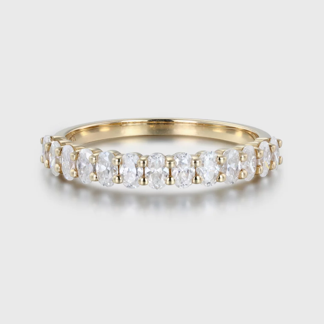 Unique Half Eternity Emerald Cut Lab Diamond Wedding Band, Stackable Band, Five Stone Ring, Matching Band, Bridal Promise retailer gift for her