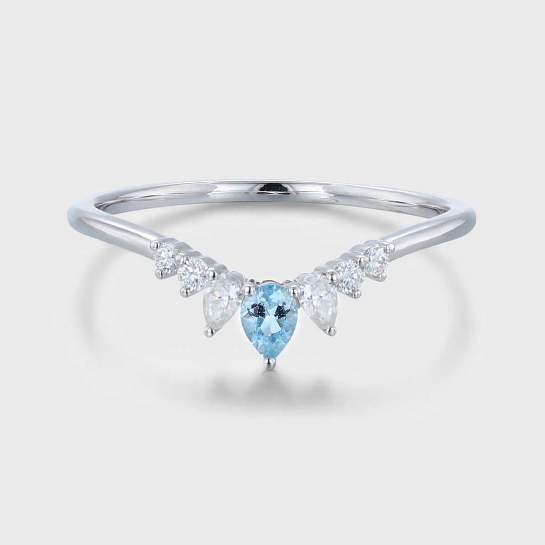 Vintage 1ct Aquamarine Diamonds Cluster Ring 18kt White, 48% OFF