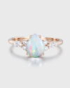 Pear Cut Natural White Opal Ring For Women Rose Gold Engagement Bridal Promise Anniversary Gift