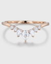 Pear Shaped Curved Diamond Wedding Band Unique Rose Gold Matching Band Bridal Promise Anniversary Gift