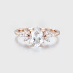 1.5 Carat Pear Shaped Moissanite Ring In 14k Rose Gold Side Stone Vintage Ring