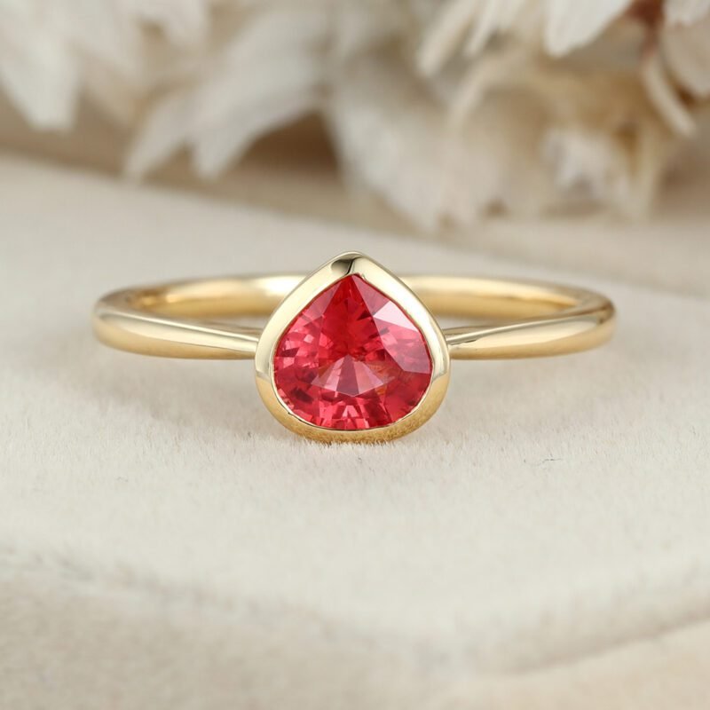 Pink Tourmaline Ring Pear Shaped Cut Pink Tourmaline Engagement Ring Natural Pink Tourmaline Wedding Ring Women Promise Bridal Ring