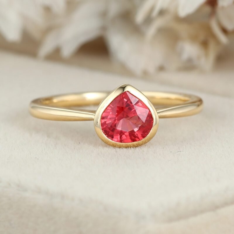 Pink Tourmaline Ring Pear Shaped Cut Pink Tourmaline Engagement Ring Natural Pink Tourmaline Wedding Ring Women Promise Bridal Ring